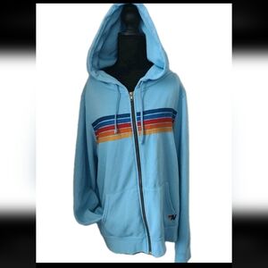 Aviator Nation - 5 Stripe Hoodie - Sky Size XL